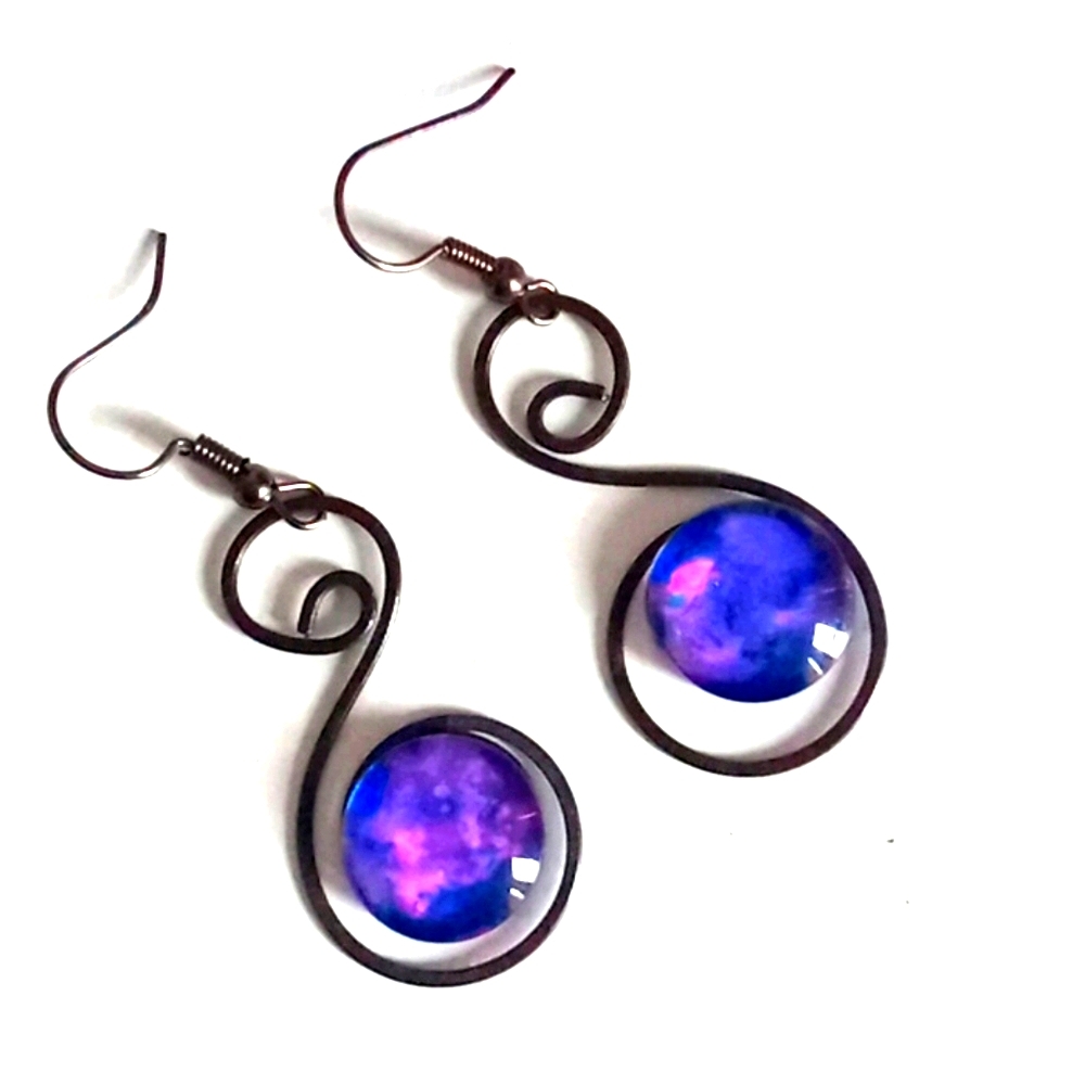 BOGO Purple Galaxy Artisan Made Dangle Earrings